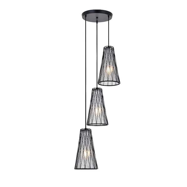 Unbranded Timeless Home Maritza 3-Light Pendant in Black with 6.7 in. W x 11.8 in. H Shade