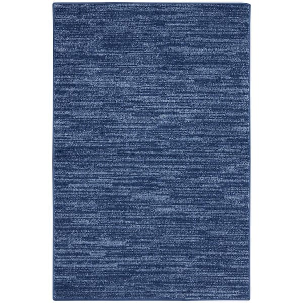 Charlie Navy Blue Solid Color 2 ft. x 4 ft. Indoor/Outdoor Runner Rug