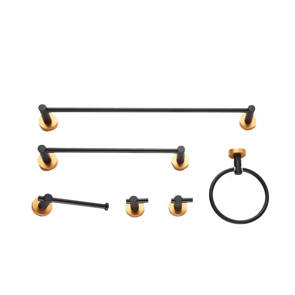 6Piece Bathroom Hardware Set in Golden Black AM907C64 The Home Depot