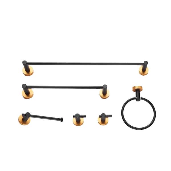 6Piece Bathroom Hardware Set in Golden Black AM907C64 The Home Depot