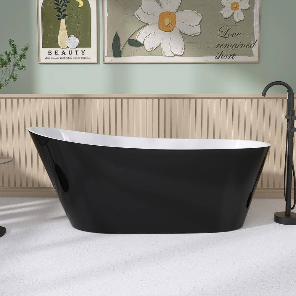 NTQ 59 In. X 29 In. Freestanding Soaking Bathtub Acrylic Free Standing ...