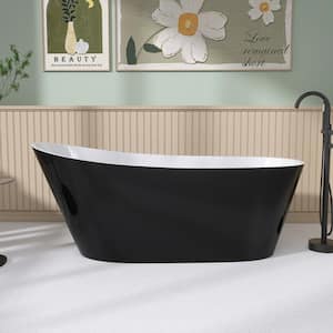 59 in. x 29 in. Freestanding Soaking Bathtub Acrylic Free Standing Tub with Left Drain Stand Alone Tubs in Glossy Black