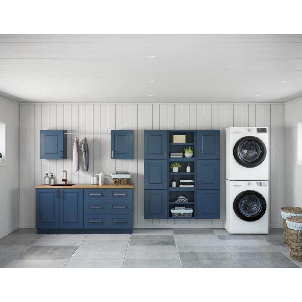 Greenwich Valencia Blue Plywood Shaker Stock Ready to Assemble Kitchen-Laundry Cabinet Kit 24 in. x 78 in. x 140 in. price history on PriceWatchPro