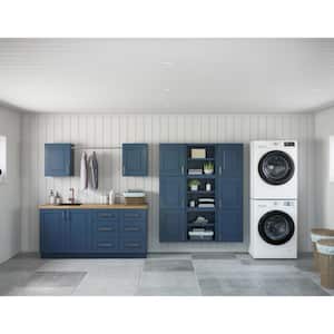 Greenwich Valencia Blue Plywood Shaker Stock Ready to Assemble Kitchen-Laundry Cabinet Kit 24 in. x 78 in. x 140 in.