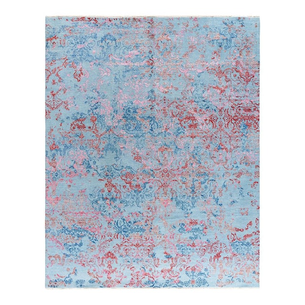 Chloe & Olivia Home Ikat 8 ft. x 10 ft. Rust Abstract Silk Indoor Area ...