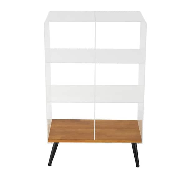 Litton Lane 36 in. Tall Acrylic Plastic Stationary Clear Shelving Unit Bookcase with Wood Base and Black Legs (6 Section)