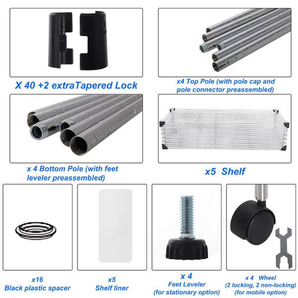 Shelf Pole Hooks 5-Pack | 4" Chrome All Purpose | Best Soluton For