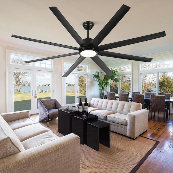 72 in. Modern Indoor/Outdoor Matte Black 6 Speeds Ceiling Fan with 3 Color Temperature and Remote