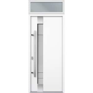 1713 36 in. x 96 in. Right-hand/Inswing Frosted Glass White Enamel Steel Prehung Front Door with Hardware