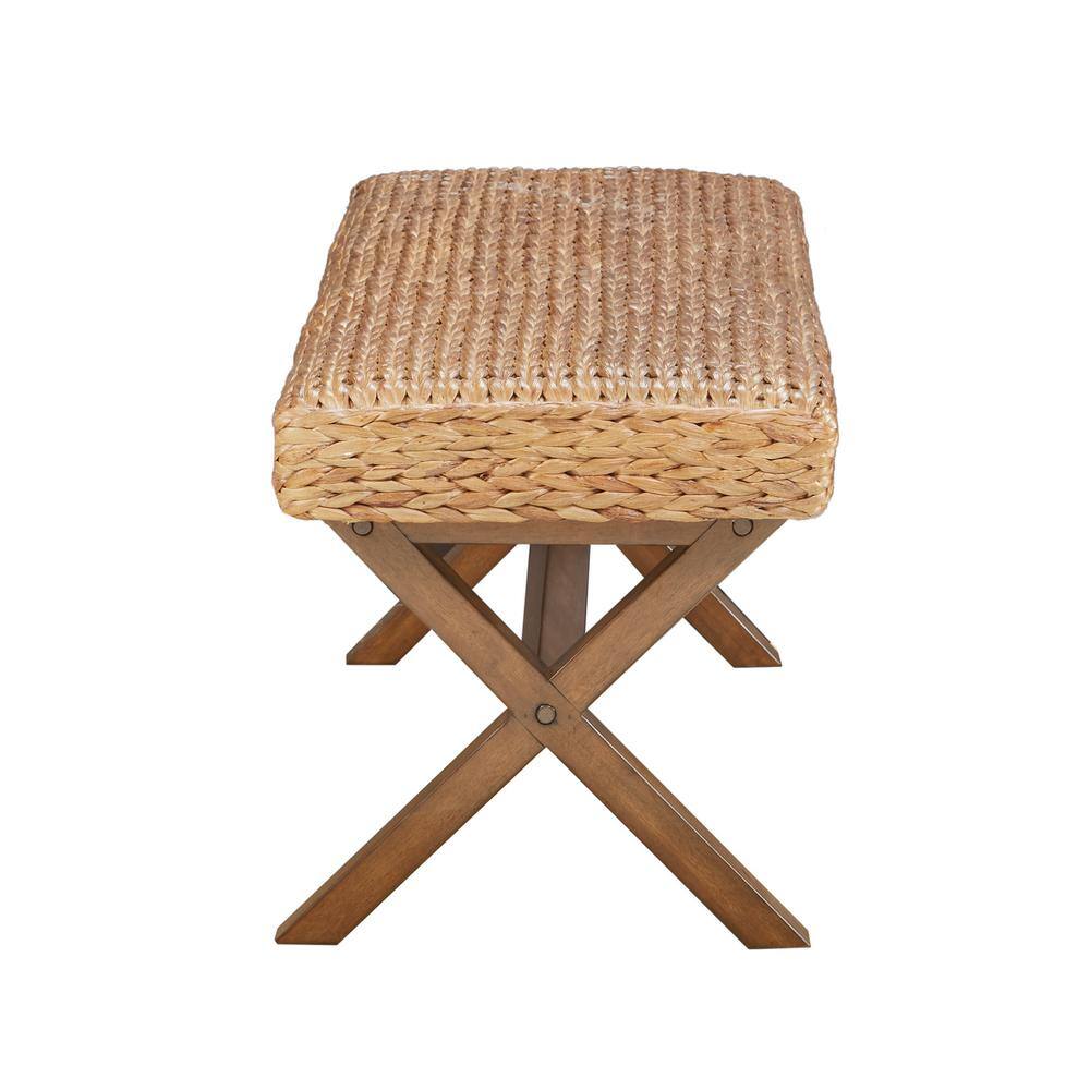 Seadrift 18" Square Mahogany and Water Hyacinth Bench in Chestnut