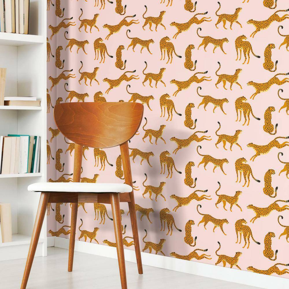 Pink and Orange Cheetah Peel and Stick Wallpaper Roll