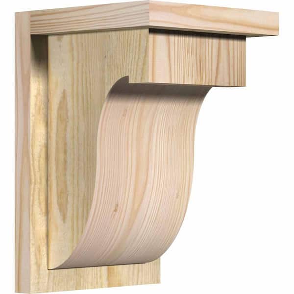 Ekena Millwork 8 in. x 8 in. x 12 in. Douglas Fir Del Monte Rough Sawn Corbel with Backplate
