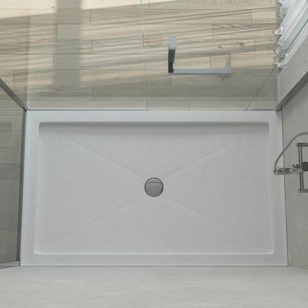 60'' White Acrylic Shower Base with Non-slip Design