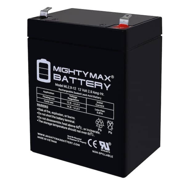 Mighty Max Battery 12V 2.9AH F1 SLA Replacement Battery Compatible With Duracell Dura12-2.9F
