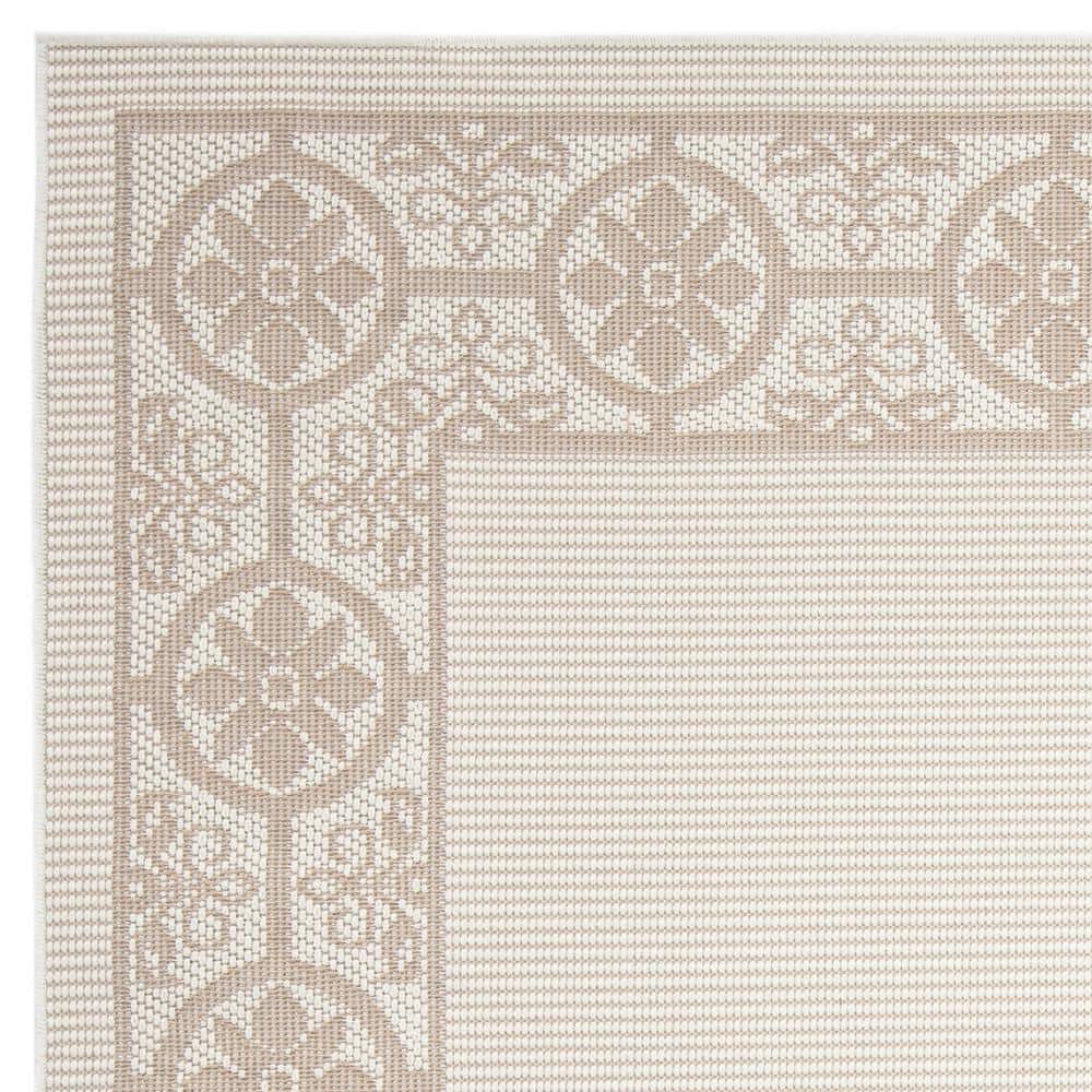 Elegant Beige 80" Square Easy-Care Synthetic Area Rug
