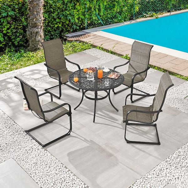 Patio Festival 5-Piece Khaki Metal Outdoor Dining Set