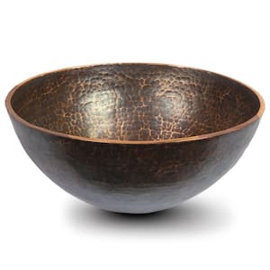 Round 13 in. Hand Forged Old World Copper Vessel Sink in Oil Rubbed Bronze