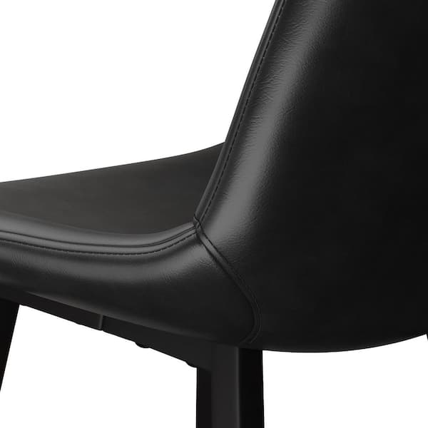 Abraham 24 in. Black Metal Counter Height Bar Stool Faux Leather Bucket Bar stool with Back Counter Stool (Set of 4)