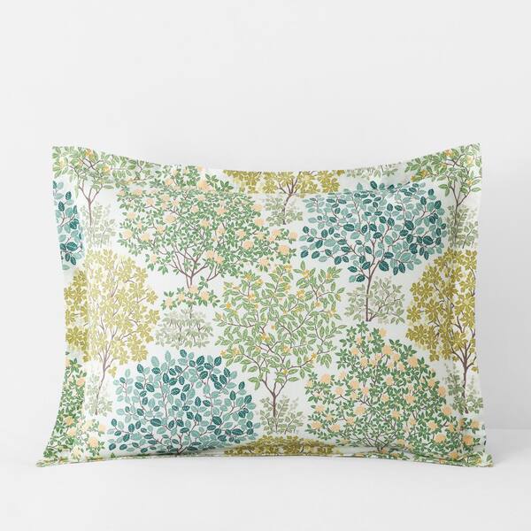 The Company Store Company Cotton Trees in Bloom Green Multi Floral Cotton Percale Standard Sham