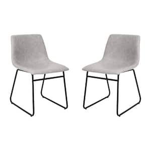 Light Gray Faux Leather/Black Frame Faux Leather Dining Chair (2-Pack)