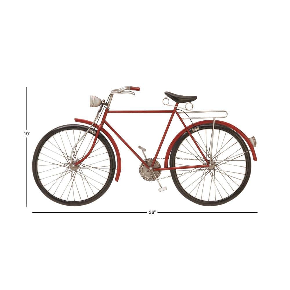 Vintage Red Metal Bicycle Wall Sculpture