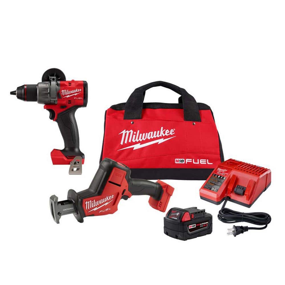 M18 FUEL 18-Volt Lithium-Ion Brushless Cordless HACKZALL Reciprocating Saw Kit with FUEL 1/2 in. Hammer Drill/Driver -  Milwaukee, 2719-21-2