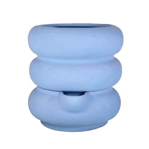 7 in. Dia x 7.25 in. H 3-Ring Composite Self Watering Pot in Blue