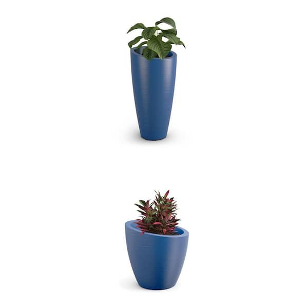 Modesto Neptune Blue Polyethylene Planter Combo - 20 in. and 32 in. Round