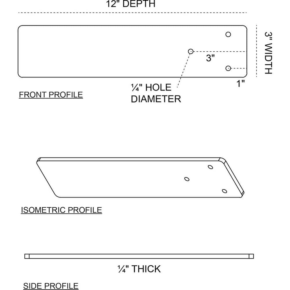 Unfinished Steel 12" Countertop and Shelf Support Bracket