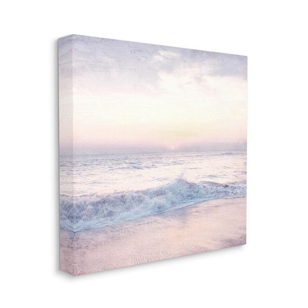The Stupell Home Decor Collection Crashing Beach Waves Morning Sunrise Design By Ann Bailey Unframed Nature Art Print 30 in. x 30 in.