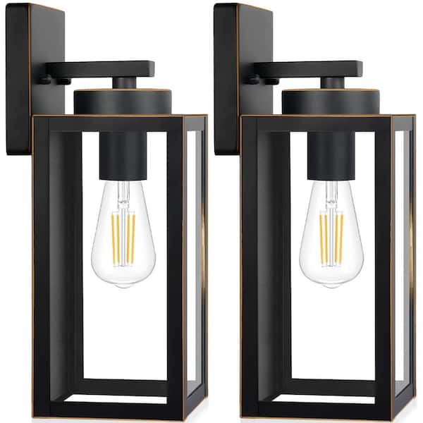 Farmhouse 12.8 in. Bronze Indoor/Outdoor Hardwired Coach Sconce with No Bulbs Included 2-Pack