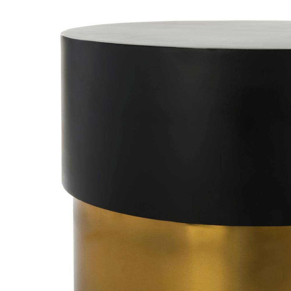 Transitional Round Occasional Side Table in Black and Gold