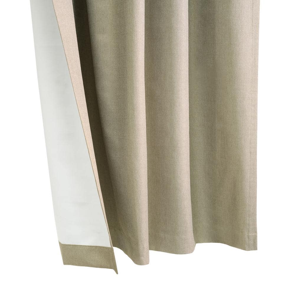 Oatmeal Blackout Polyester Pleated Curtain Panel 52x84