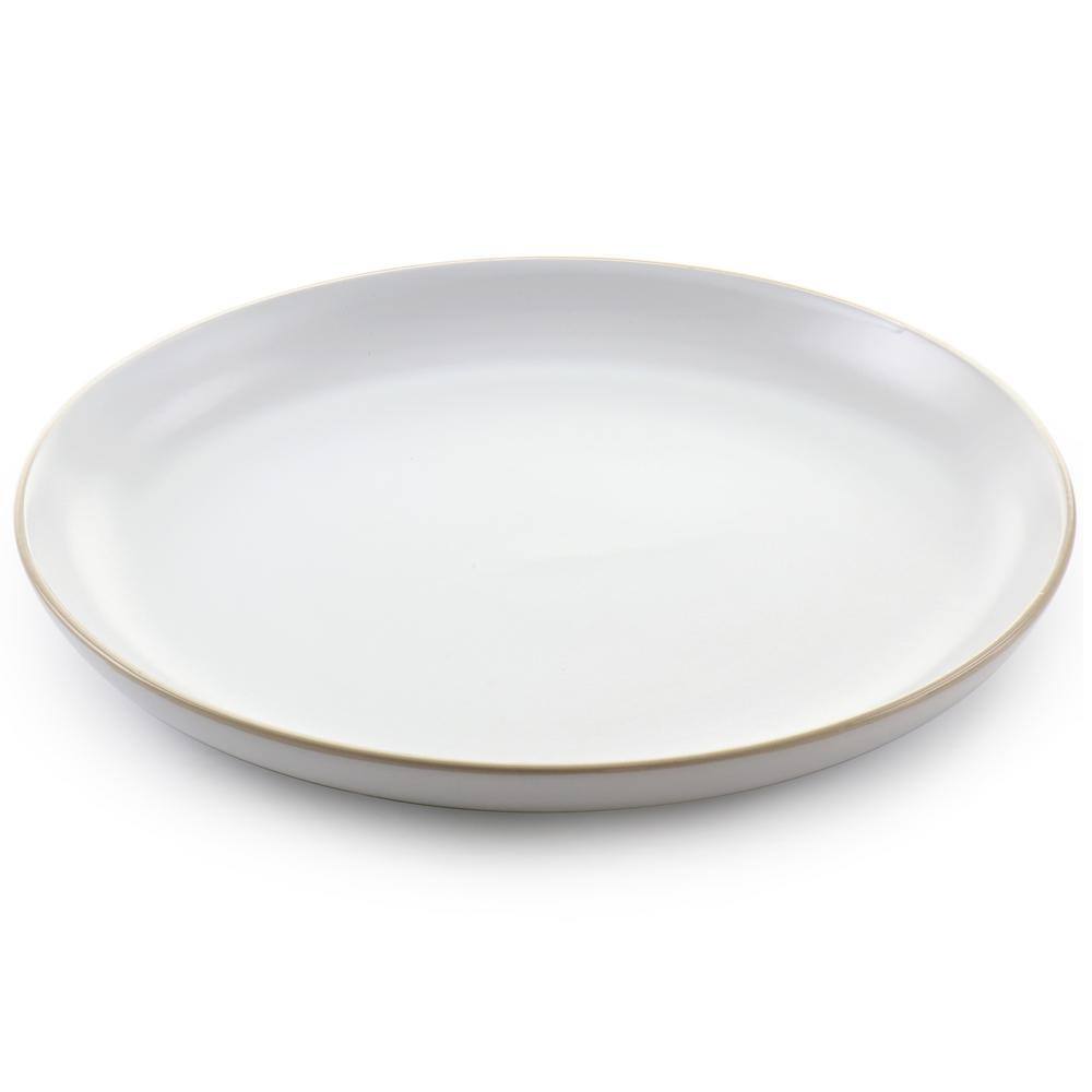 White Ceramic 12-Piece Dinnerware Set with Glossy Rim