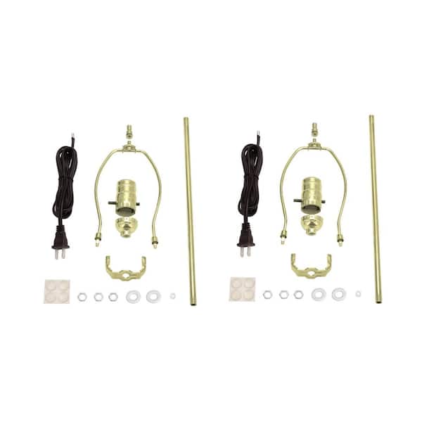 Aspen Creative Corporation Brass Make-A-Lamp Push Through Socket Kit (2-Pack)