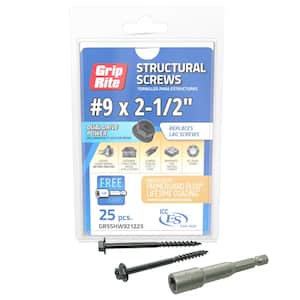 #9 in. x 2-1/2 in. Structural Screw Dual Drive/Hex Washer Head (25-Piece/Pack)