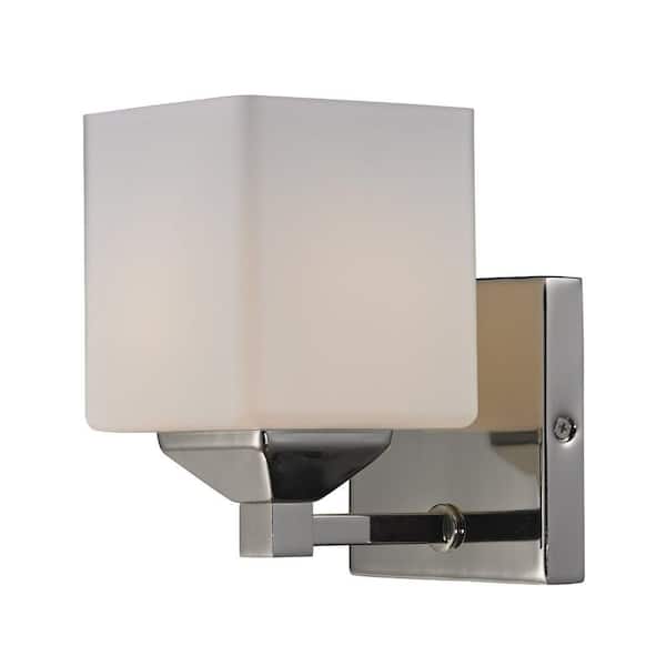 Unbranded Lawrence 4.25 in. 1-Light Chrome and Matte Opal Incandescent Bath Vanity Light