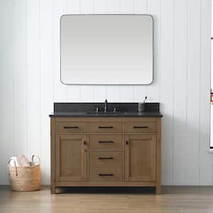 Jasper 48 in. W x 22 in. D Bath Vanity in Textured Natural with Blue Limestone Top with White Sink