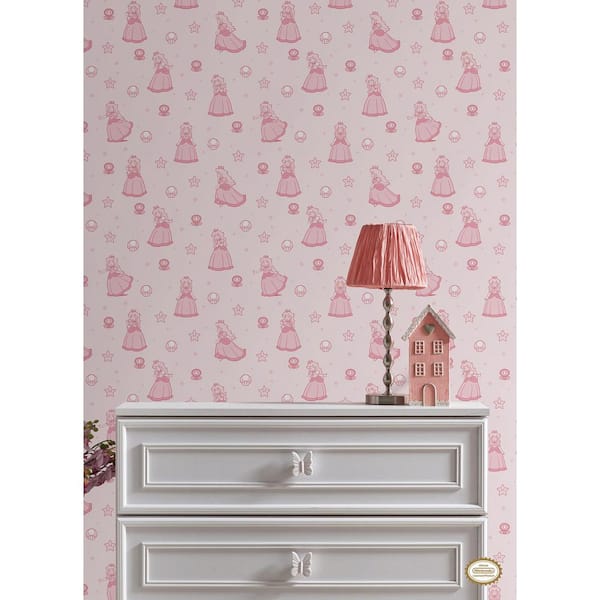 Super Mario Princess Peach Pink Peel and Stick Wallpaper