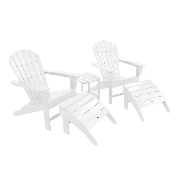 POLYWOOD South Beach White 5-Piece Adirondack Patio Seating Set