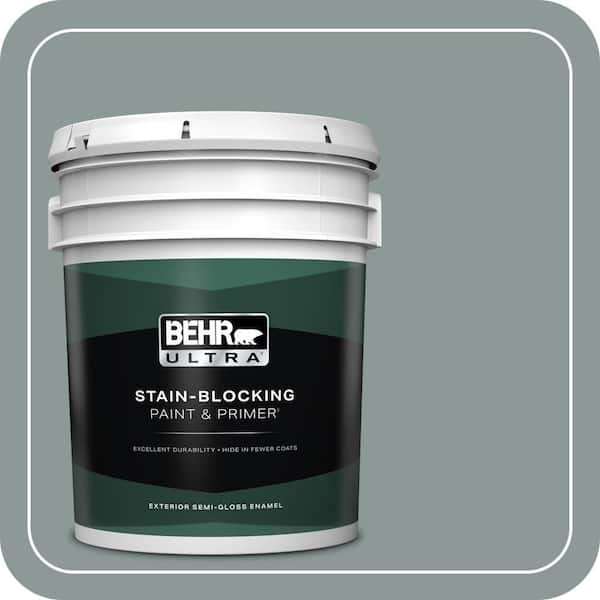 BEHR ULTRA 5 gal. #ECC-61-3 Evening Fog Semi-Gloss Enamel Exterior Paint & Primer