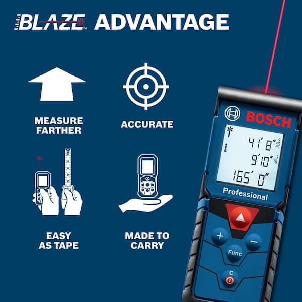 BLAZE 165 ft. Laser Distance Tape Measuring Tool with Area and Volume