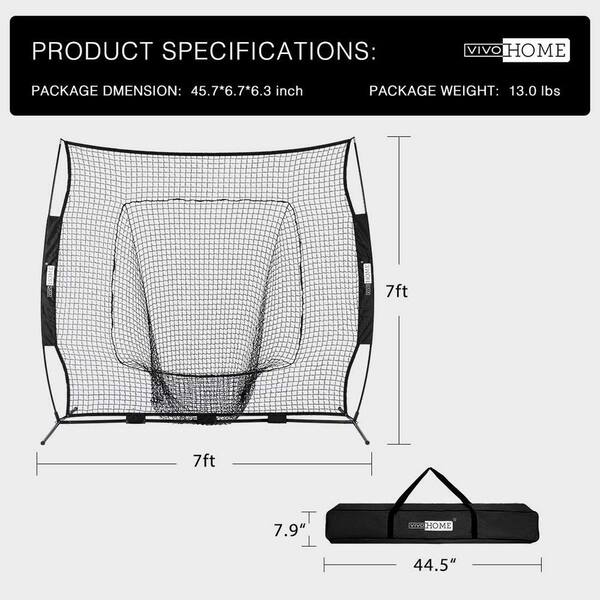 Vivohome 7 Ft X 7 Ft Baseball Backstop Softball Practice Net With Strike Zone Target And Carry Bag X002eirn39 The Home Depot