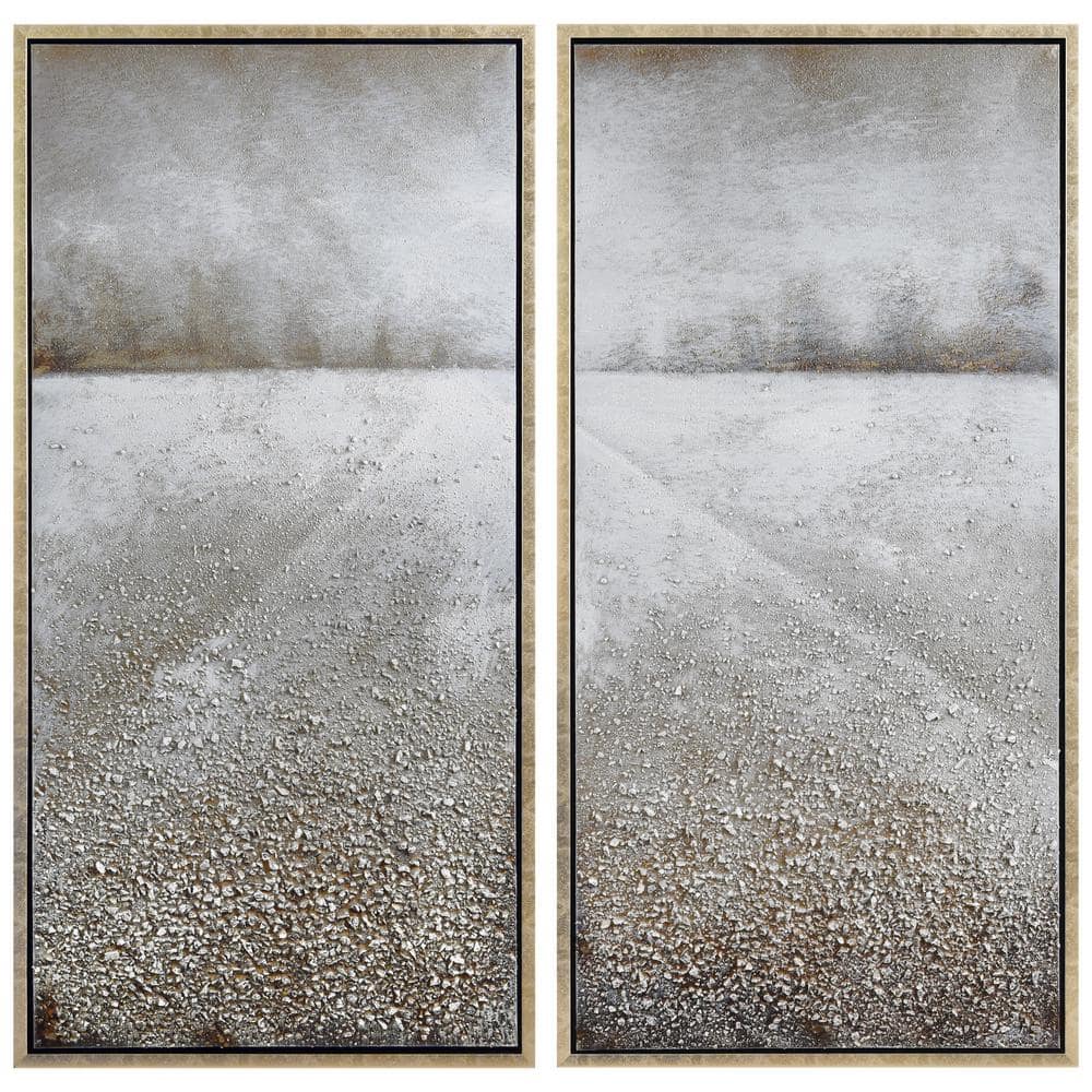 Abstract Gray and Beige Textured Landscape Canvas Painting
