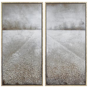 48 in. x 24 in. "Pebble Road" - Set of 2 Textured Metallic Hand Painted by Martin Edwards Wall Art