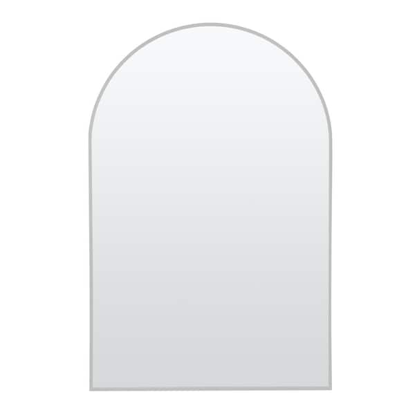 Lirago Modern 24 in. W x 36 in. H Arched Aluminum Alloy Framed Wall Mirror Vanity Mirror in Grey
