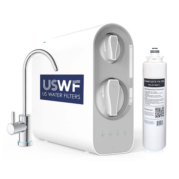 US Water Filters Tankless 2-Stage Under-Sink Reverse Osmosis Water Filtration System with 600 GPD Membrane Plus Bonus CF Filter
