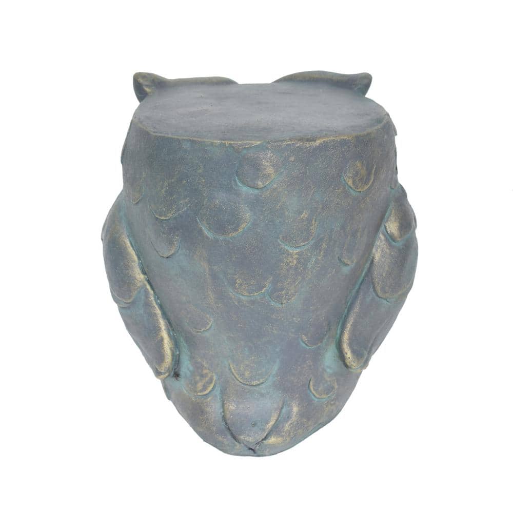 Gold Patina 12.5" Owl Garden Stool in Lightweight Concrete