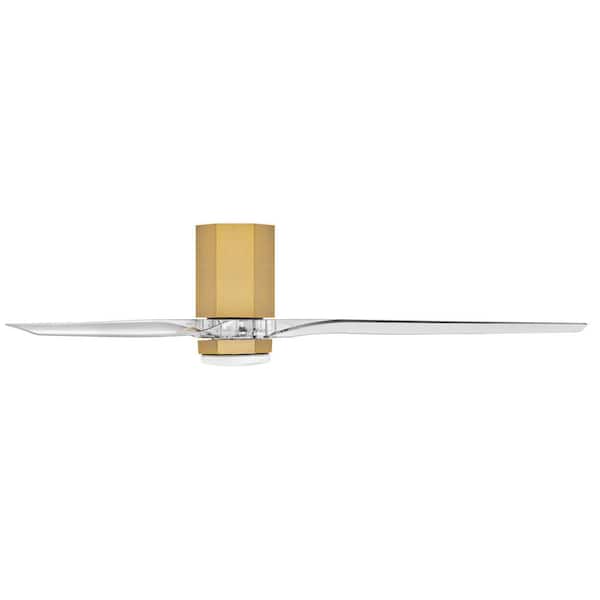 HINKLEY - Facet 60.0 in. Indoor/Outdoor Integrated LED Heritage Brass Ceiling Fan with Remote Control