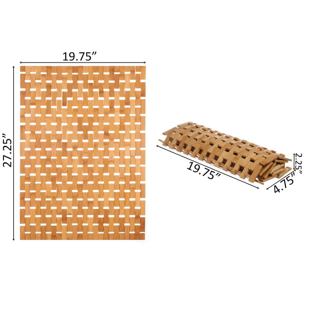 Medium Natural Bamboo Foldable Non-Slip Bath Mat